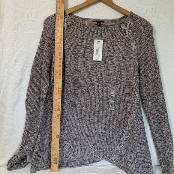 ANA Sweater Womens Large NWT Purple Gray Pullover Spicy Space Dye Chunky - Picture 7 of 8